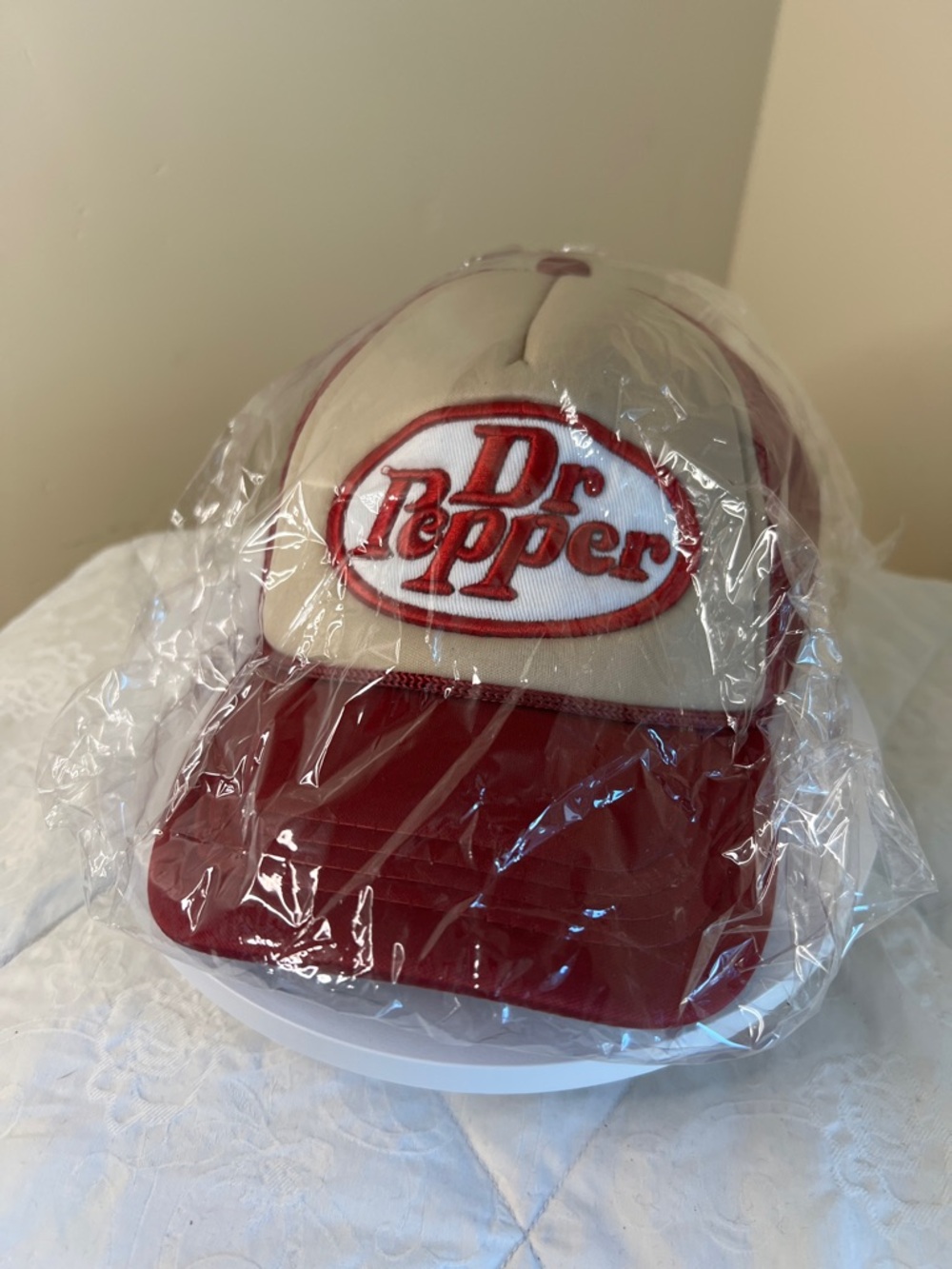 Dr Pepper Red and Cream Logo Trucker Hat